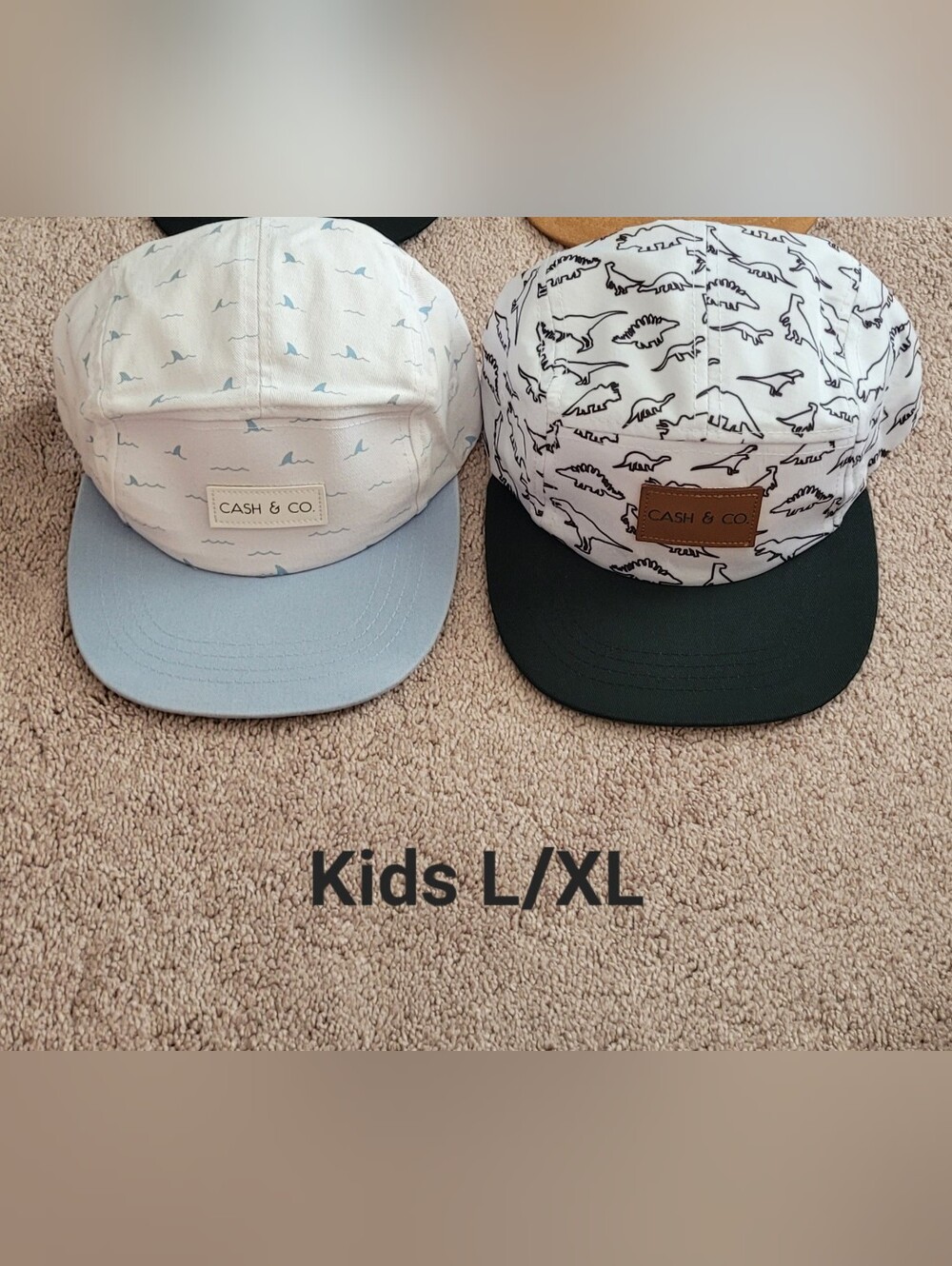 Kids Dino & Wave Cap Duo - Light Blue & Black